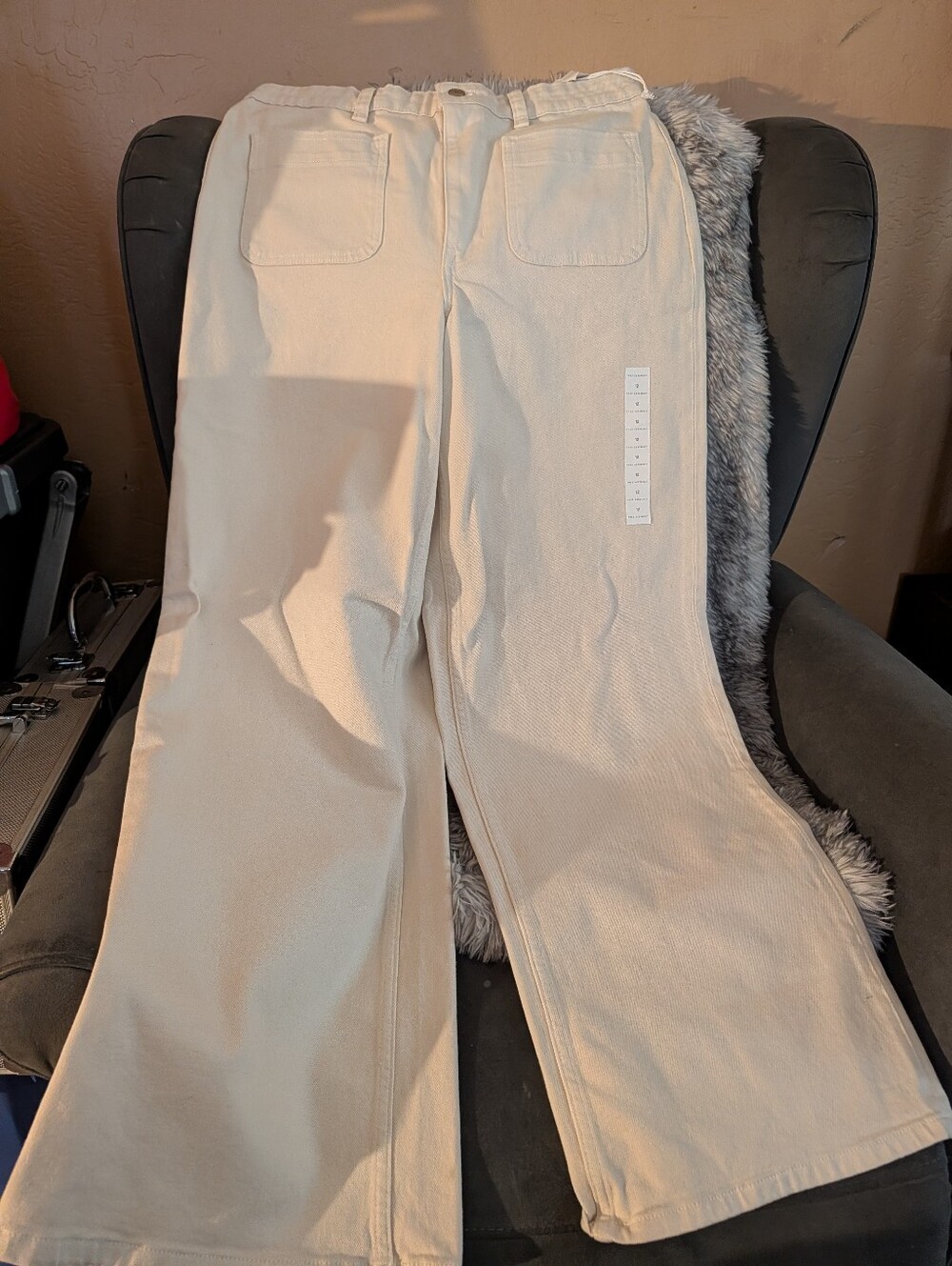 Free Assemby Cream Wide-Leg Cotton Pants
